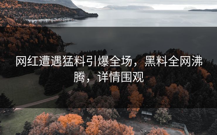 网红遭遇猛料引爆全场，黑料全网沸腾，详情围观