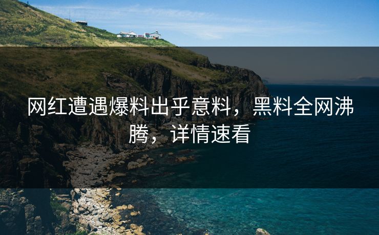 网红遭遇爆料出乎意料，黑料全网沸腾，详情速看