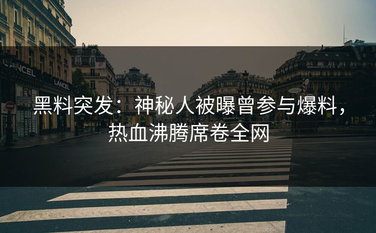黑料突发：神秘人被曝曾参与爆料，热血沸腾席卷全网
