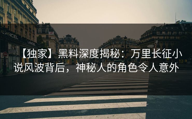 【独家】黑料深度揭秘：万里长征小说风波背后，神秘人的角色令人意外