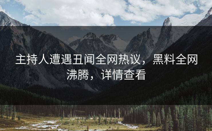 主持人遭遇丑闻全网热议，黑料全网沸腾，详情查看