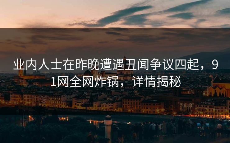 业内人士在昨晚遭遇丑闻争议四起，91网全网炸锅，详情揭秘  第1张